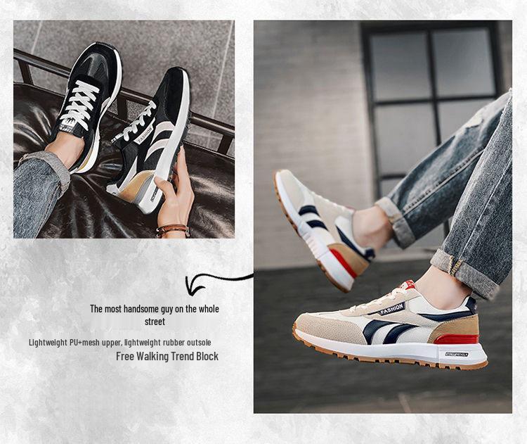 Buty męskie Forrest Gump w stylu retro, kolegiacki, casualowe, oddychające z siateczki, buty taty - wygodne, białe, wszechstronne sneakersy