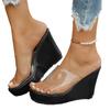 Size 43 Women's Sandals 2025 Summer Fashion Platform Sandals Waterproof Platform Sexy Transparent Heel Women's Slippers