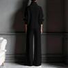 Damen Strickjacke mit hohem Kragen, einfarbig, langärmeliges Oberteil und Hose mit weitem Bein, Strick-Zweiteiler