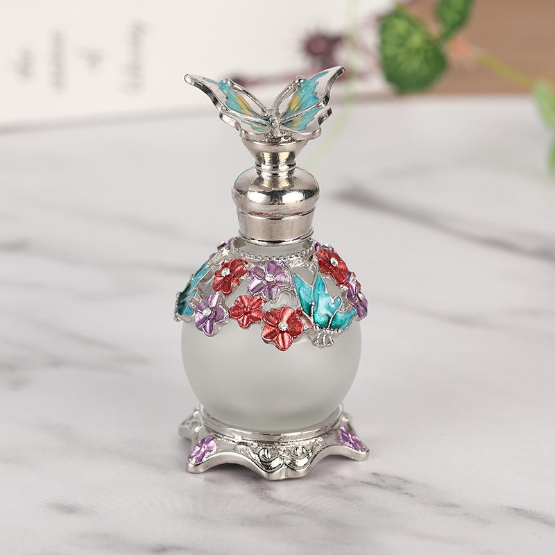 Vintage Perfume Bottle Empty, 15ML Butterfly Essential Oils Dropper Bottle Refillable Empty Container Decorative Glass Bottle