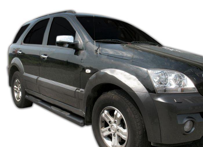 Rør Sidefottrinn - J&J Automotive - Kia Sorento 2002-2008 - 2 stk - Svart - Feste inkludert