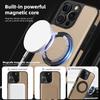 For iPhone 16 Pro Max Case with Ring Kickstand Compatible with MagSafe PU Leather Back Cover