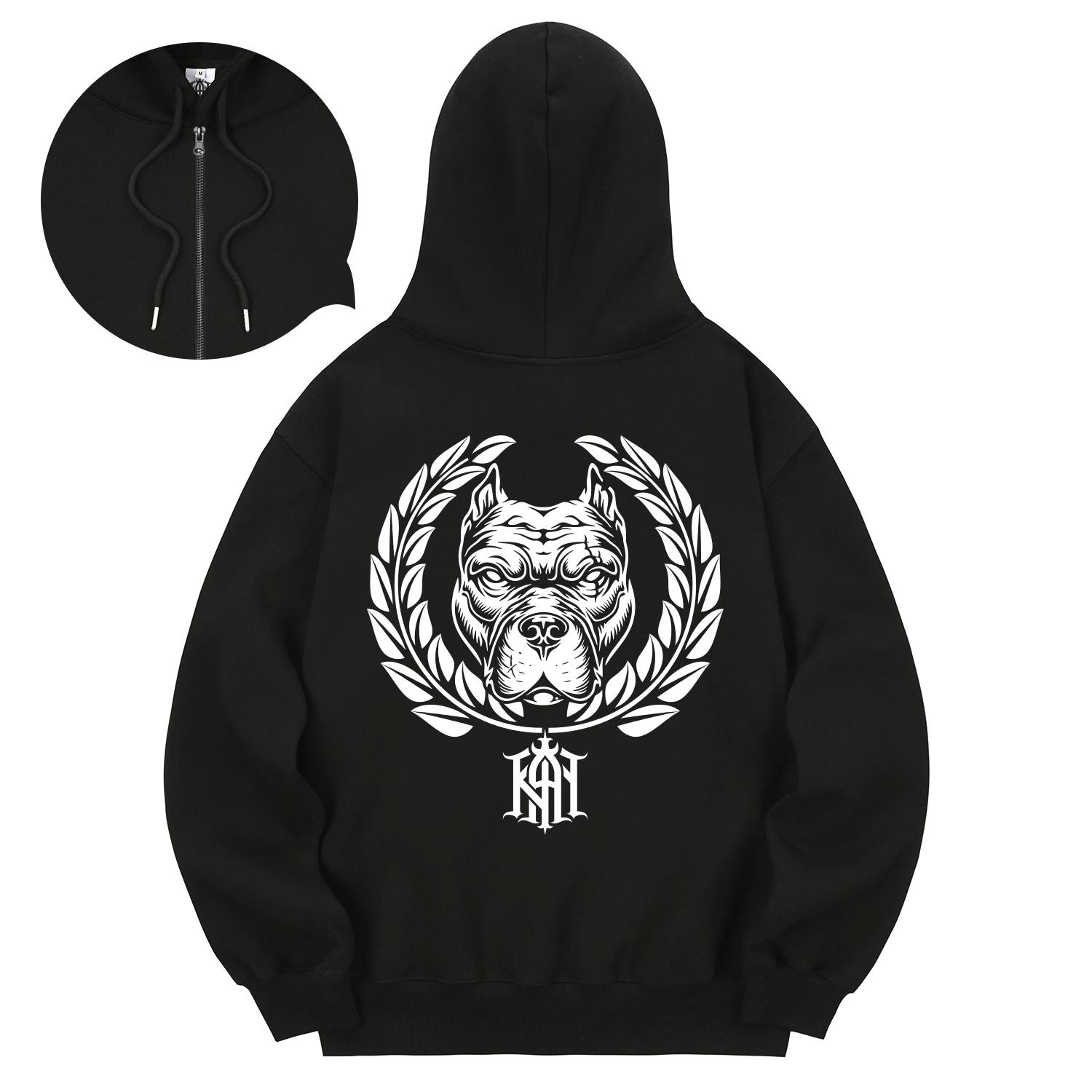 Kan6312 Khzb0195 Pitbull Fleece-Lined Zip-Up Hoodie