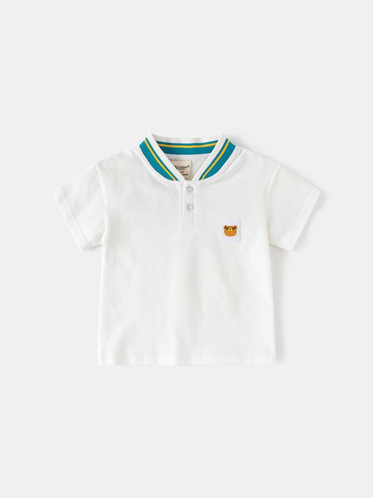 Cartoon Cotton Short Sleeve Polo Shirt for Toddler Boys - Summer Stand Collar T-Shirt