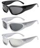 Unisex Y2K Cyberpunk Cool Black Silver Sunglasses for Men Women Stylish Future Science Polarised Lens Cycling Eyewear