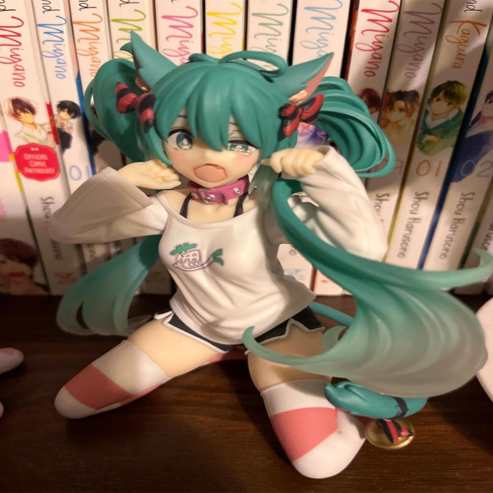 Hatsune Miku Desktop Cute Actionfigur 11cm Neko T-Shirt Ver. Anime Figur Kawaii Mädchen Modell Spielzeug Geschenk