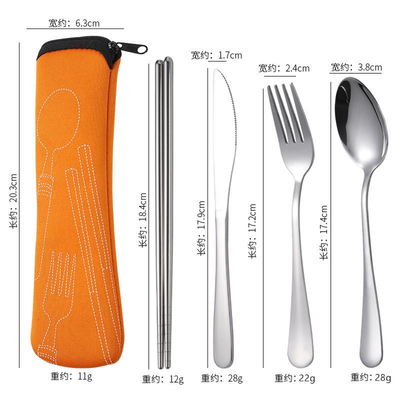 3Pcs Tableware Stainless Steel Cutlery Set Knife Fork And Spoon  Dinnerware  Case Travel Camping Accessories With Portable