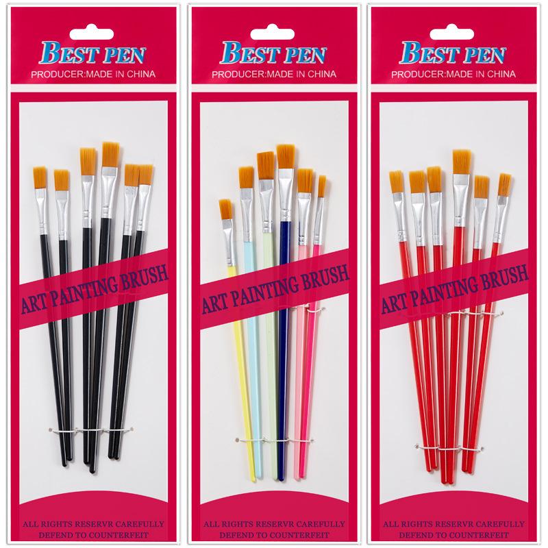 12 Pcs Painting Brushes Set Art Round Flat Hair Nylon Hair Paint Brush Pen For Oil Acrylic Watercolor School Art Supplies