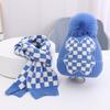 2Pcs/Set Children Hat Scarf Set Plush Ball Decor Thickened Velvet Lining Windproof Kids Winter Hat Scarf Set