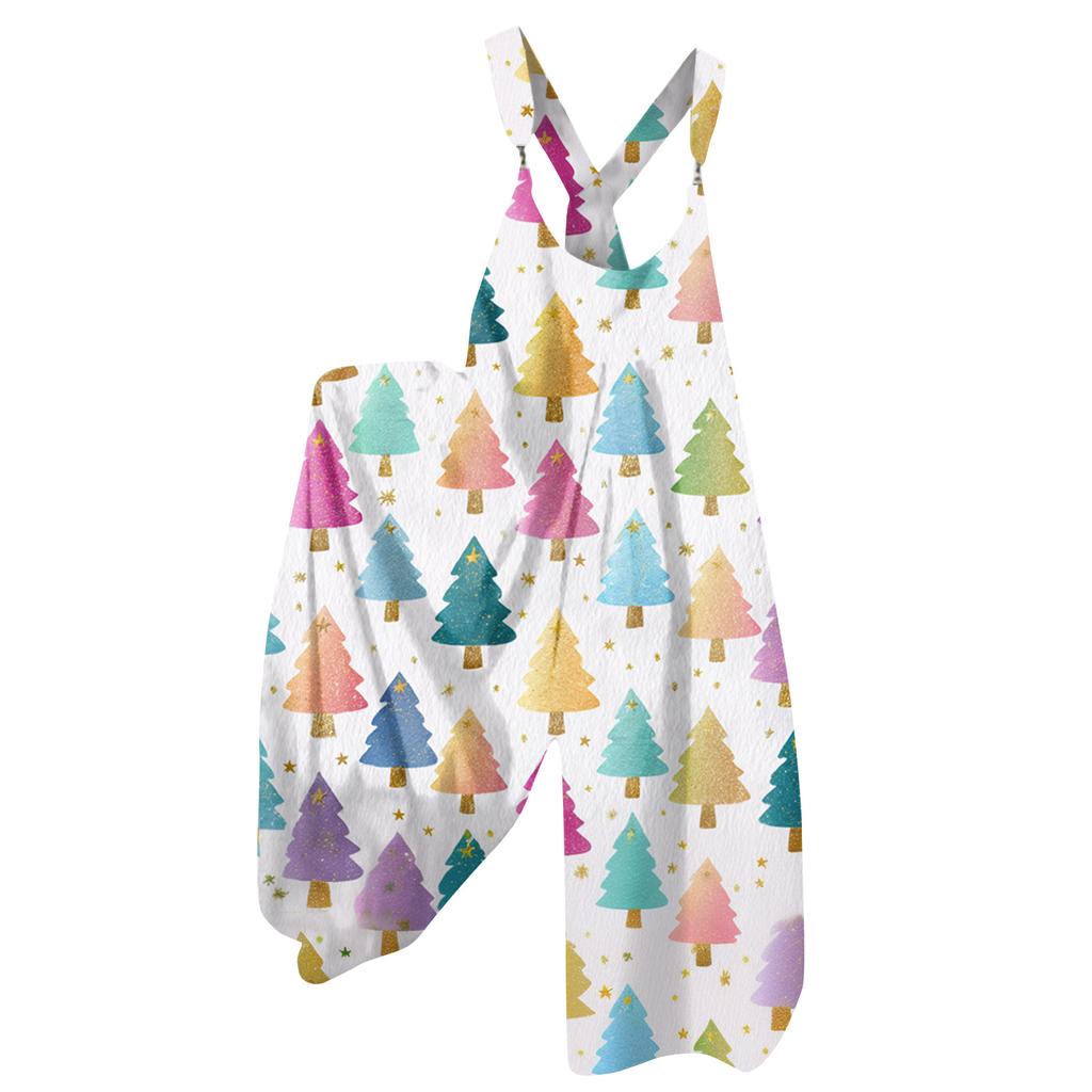 Women's Summer Overalls Floral Print Vintage Jumpsuit (Non-Adjustable Straps)