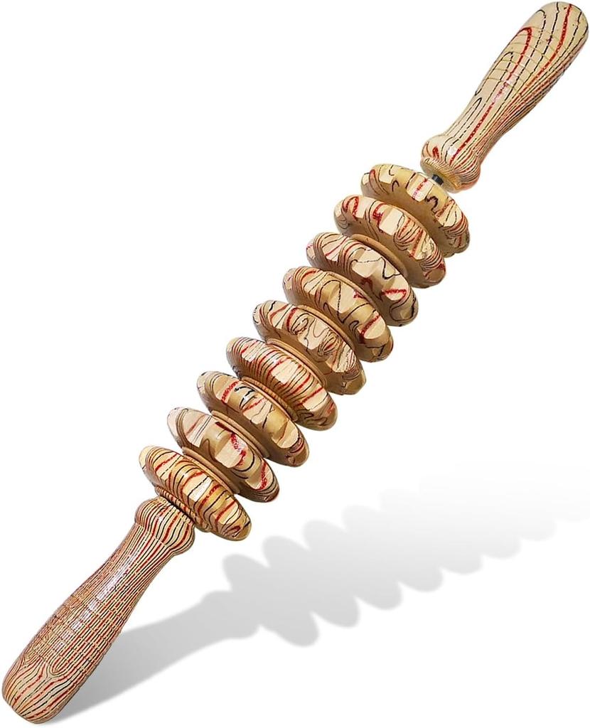 Wooden Therapy Massager Roller Trigger Point Massager Stick for Fascia Cellulite Muscle & Abdomen Body, Muscle Belly Relief Too