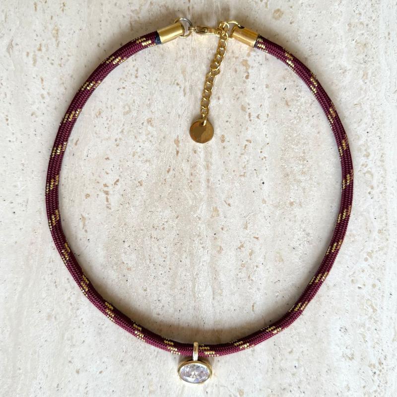 Boho Colorful Rope Chain Adjustable Zircon Necklace Women Minimalist Gold Plated Zircon Pendant Choker Fashion Jewelry Gift