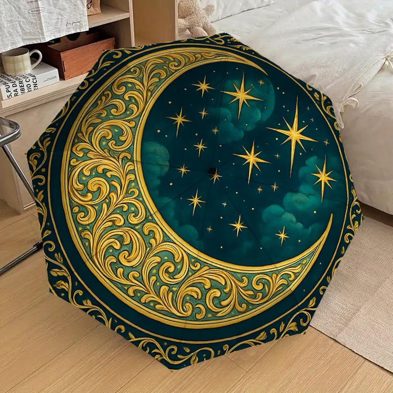 1pc Celestial Ornament Design Umbrella with Plastic Handle,Suitable for All Seasons Home Travel Outdoor UmbrellaDD1338