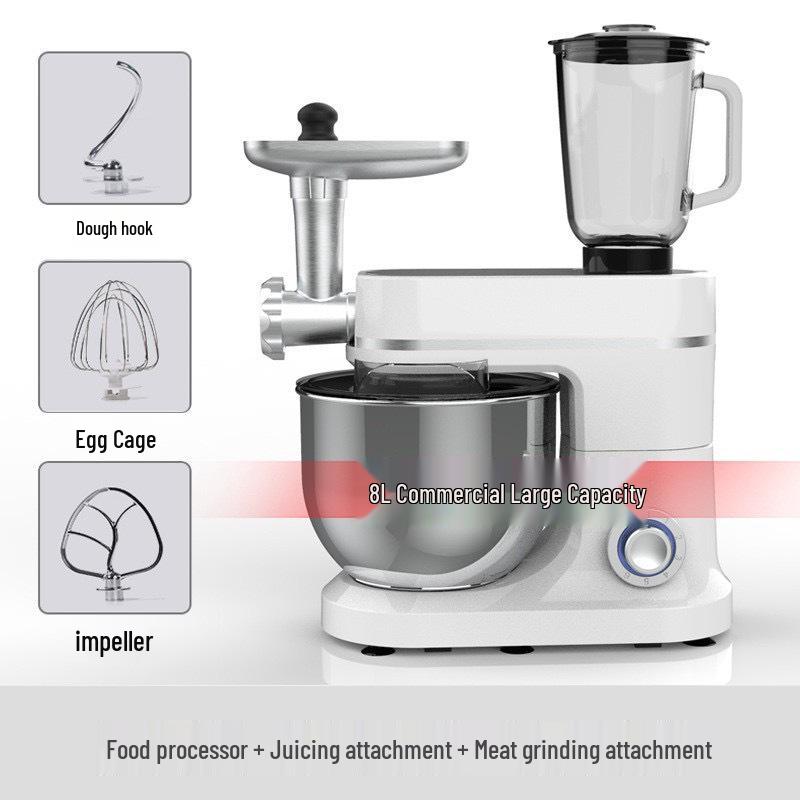 110V Multi-Function Automatic Chef Machine: Dough Kneader, Mixer, Blender, Meat Grinder, Juicer