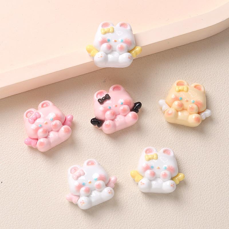 10Pcs Models Resin Cute Cartoon Rabbit Wings Series Scrapbook Diy Jewelry Hair Clips Phone Case Ornament Accessories A56