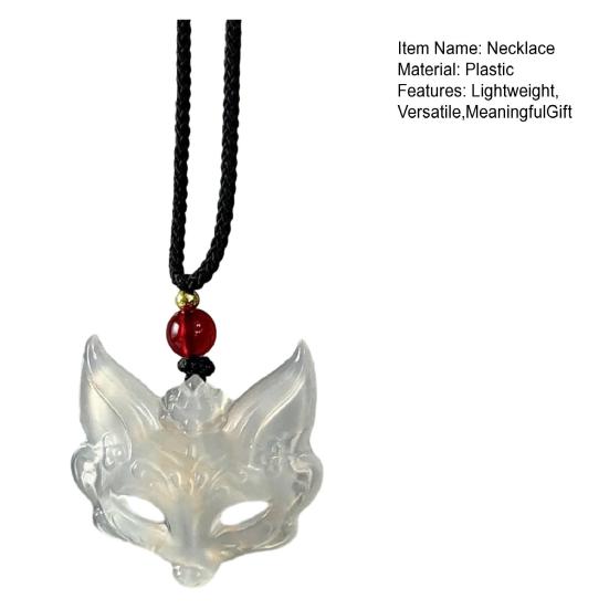 Fox Mask Guardian Necklace Traditional Chinese Aesthetic Pendant Unisex Braided Cord Gift for Couples And Friends