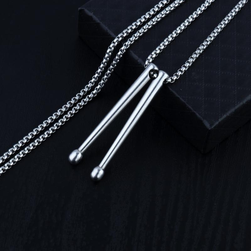 Edelstahl Silber Drumstick Anhänger Halskette Schmuck Ornament Zarte Schlüsselbeinkette Accessoire für Musikliebhaber