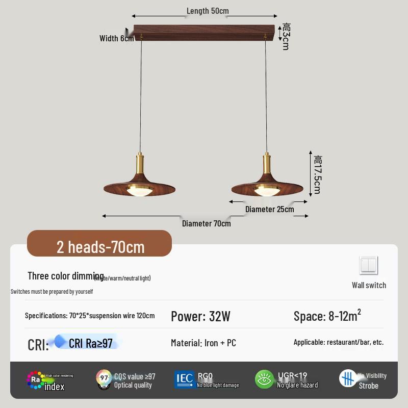Retro Wabi-Sabi Japanese Log Style Chandelier for Dining Table or Bar