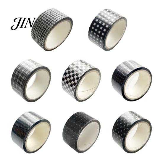 Washi Tape mit rauer Kante Schwarz Weiß Gittermuster Kariertes Muster Dekoratives Abdeckband Lässiger Stil für Kunst, DIY-Basteln, Notizbücher, Planer, Scrapbooking,