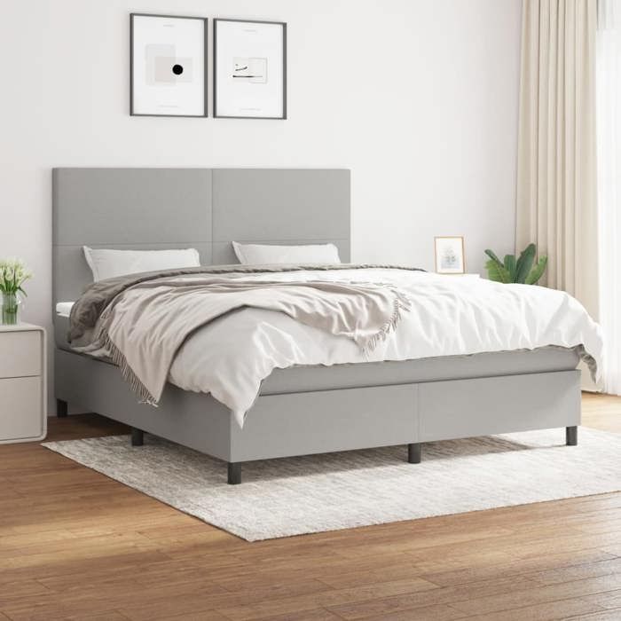 Maison Exclusive - Sommier à lattes de lit avec matelas Gris clair 160x200cm Tissu