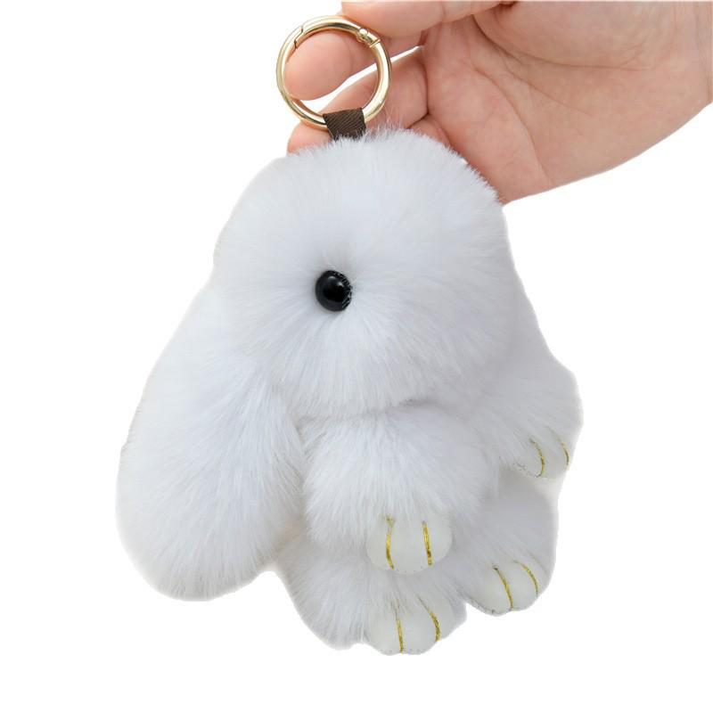 Cute Bunny Plush Pendant Keychain - Rex Rabbit Ornament