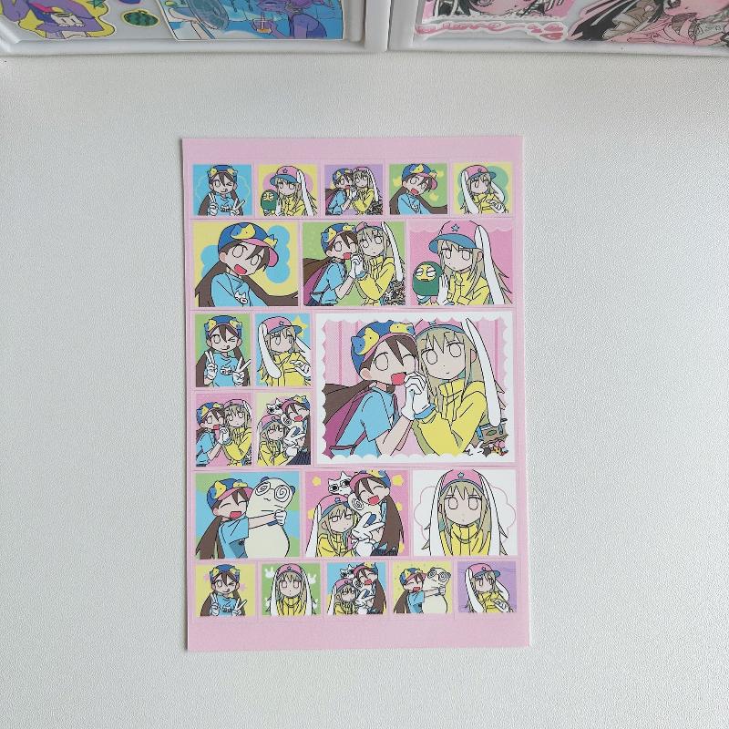 1 Sheet Kawaii Cartoon Character Decals Korean Cute Girl Stickers Hand Account Planner Diary Notebook Diy Decorative Sticker