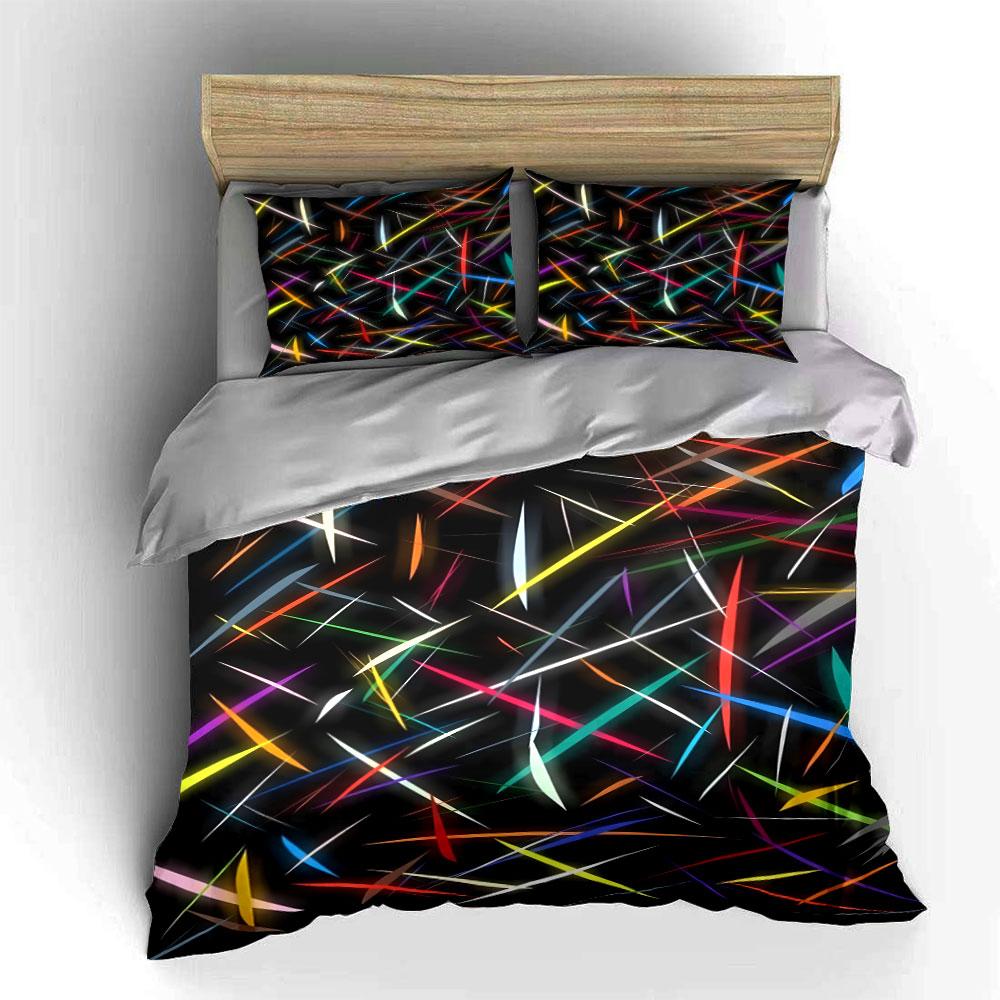 Multicolored neon light streaks. Bedding sets Duvet cover sets Duvet covers Pillowcases(1*Duvet Cover 2*Pillowcases without duvet insert)