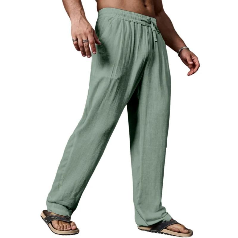 New Summer Breathable Cotton and Linen Men's Trousers Loose and Comfortable Casual Sports Linen Straight Pants