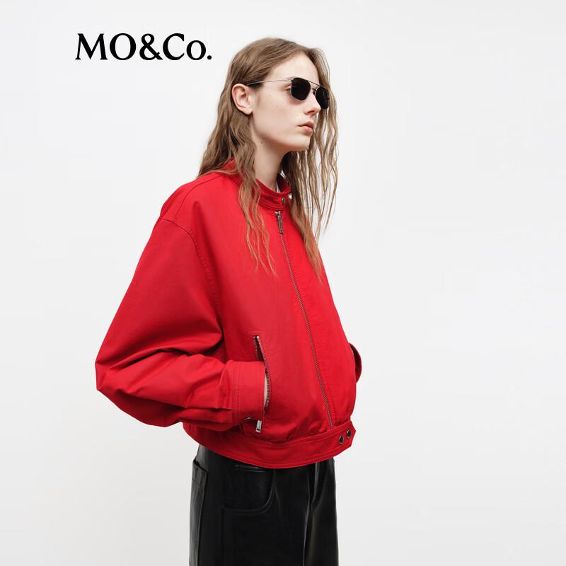 MO&Co. Women's Solid Stand Collar Cotton Jacket