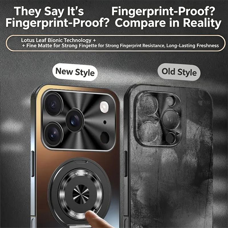 Matte PC Phone Case For iPhone 17 17 Pro 17 Pro Max Metal Lens Frame 360° Rotatable Magnetic Kickstand Shockproof Protective Cover