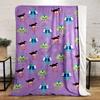 "Purple Cartoon Monsters and Girl Design Carpet - Flannel blanket for bedroom, living room, sofa, and nap."