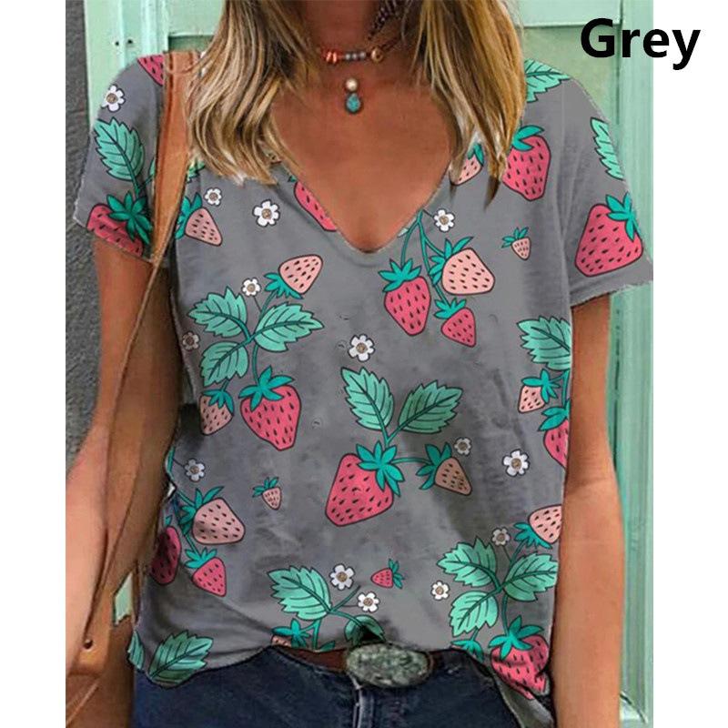 Women's Summer New V-neck Geometric 3d Printed Large Short Sleeved T-shirt