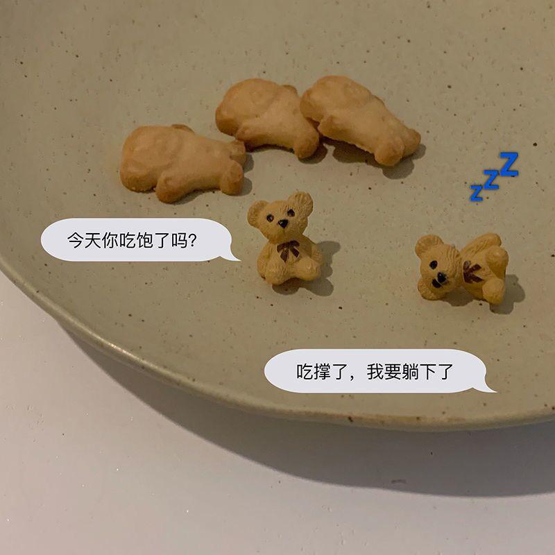 

Flocking bow bear stud earrings Japanese and Korean cartoon girl earrings autumn and winter versatile plush ear jewelry sweet and cool