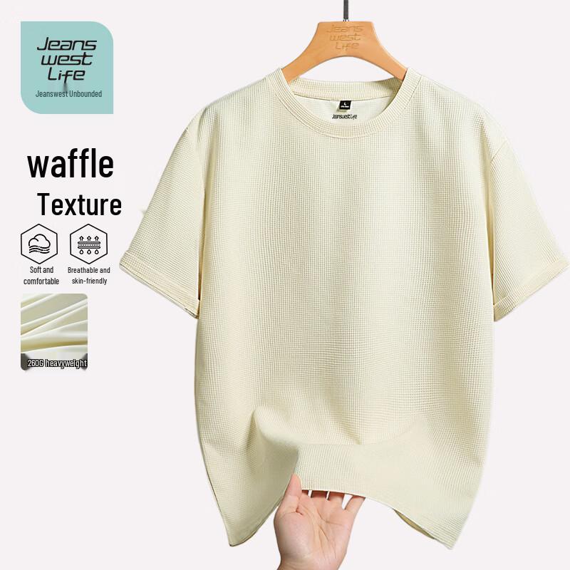 Men s Waffle Knit Loose Fit Breathable T-Shirt 4XL