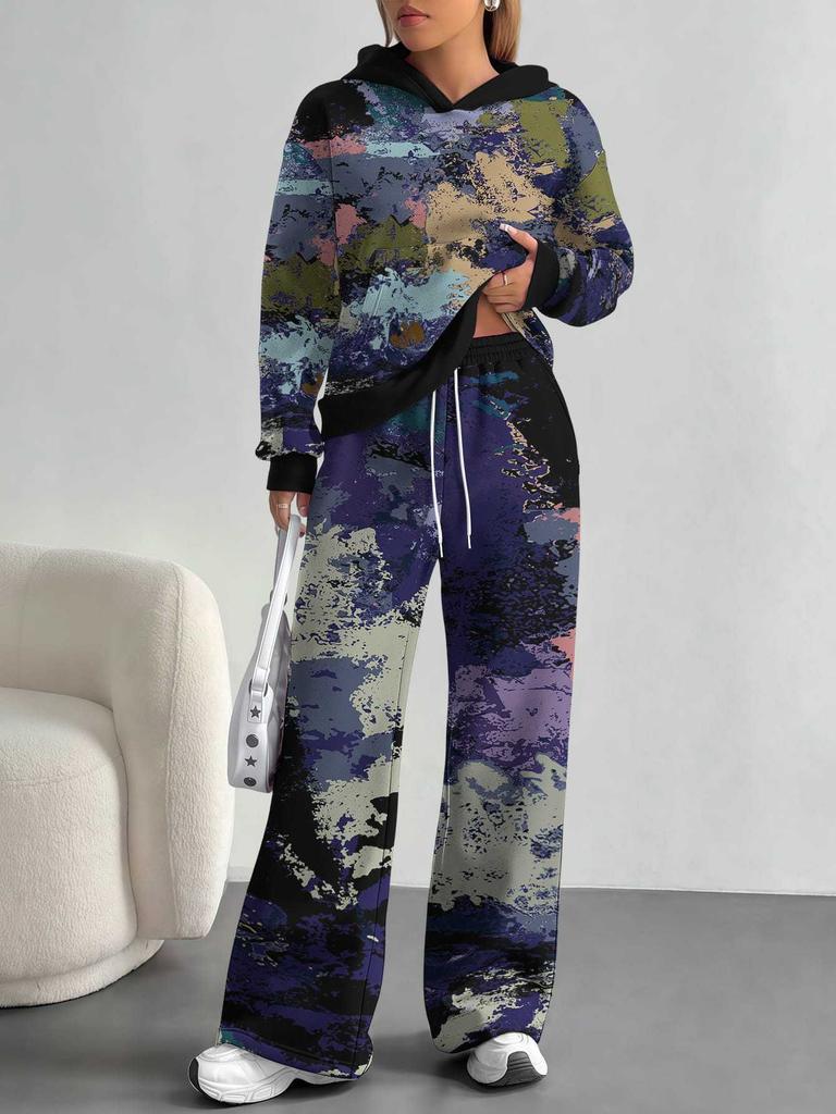 Smudging European And American Autumn And Winter Casual Long-Sleeved Suit Women'S Hooded Sweater Trousers Two-Piece Set