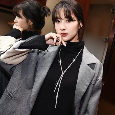 New Long Necklace With Shinning Rhinestones Statement Tassel Necklaces Pendants Femme Jewelry Wholesale