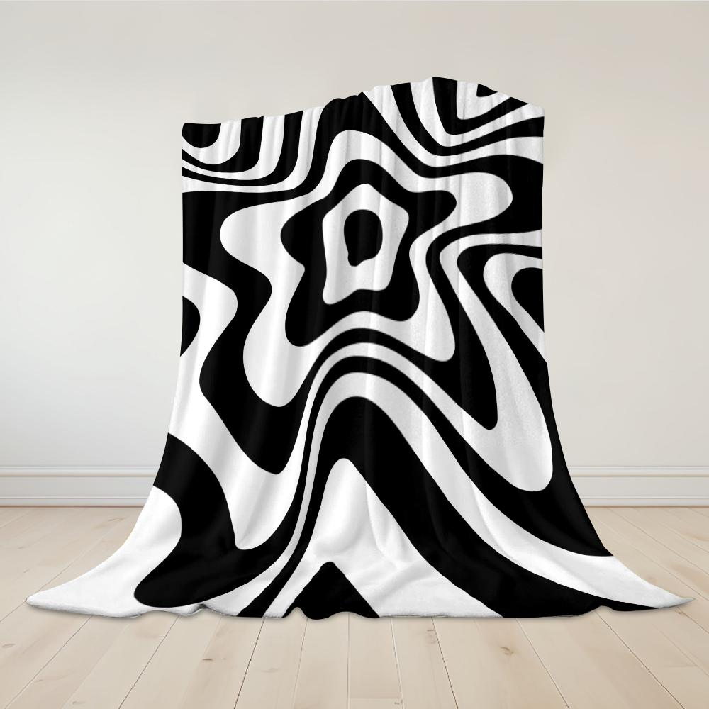 Coperta in Flanella con Vortice Bianco e Nero Calda Morbida Halloween Natale Divano Calda Accogliente Decorativa Decorazione Regalo per Tutte le Stagioni