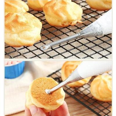 Kuchenne narzędzia do pieczenia Ręcznie robione DIY Długie eklerki Strzykawki Zestaw końcówek do dekorowania ciasta Ze stali nierdzewnej Eklerki Krem Końcówki do dekorowania