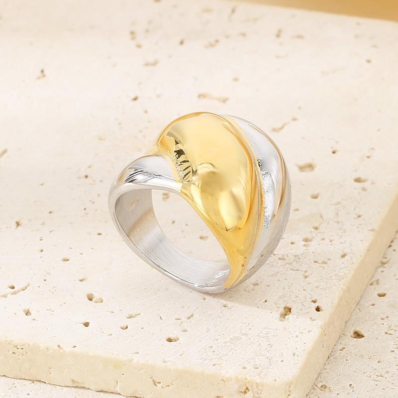 Kalen Shiny Gold Color Stainless Steel Ring Hip Hop Irregularly Chunky Anillos Larger Accessorise Trend Party Jewelry Gift 6-10#