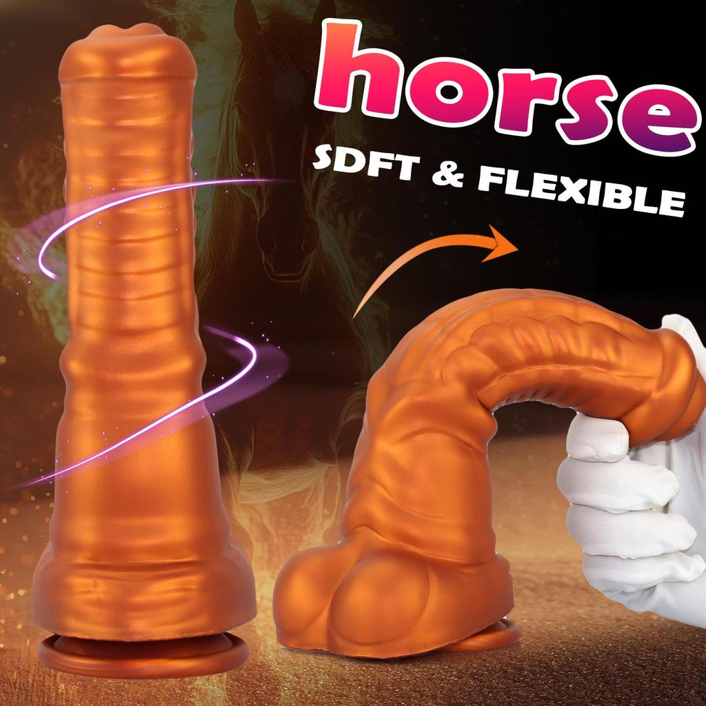 Supergroßer unregelmäßiger Silikon-Pferdedildo - Dickes weibliches Sexspielzeug für den Höhepunkt