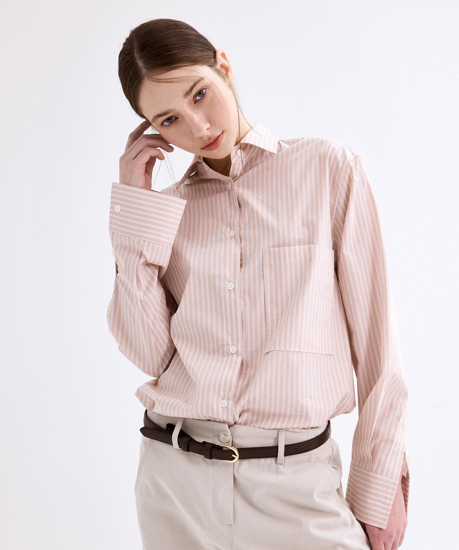 Povere Marge Striped Shirt_Beige Beige/Os