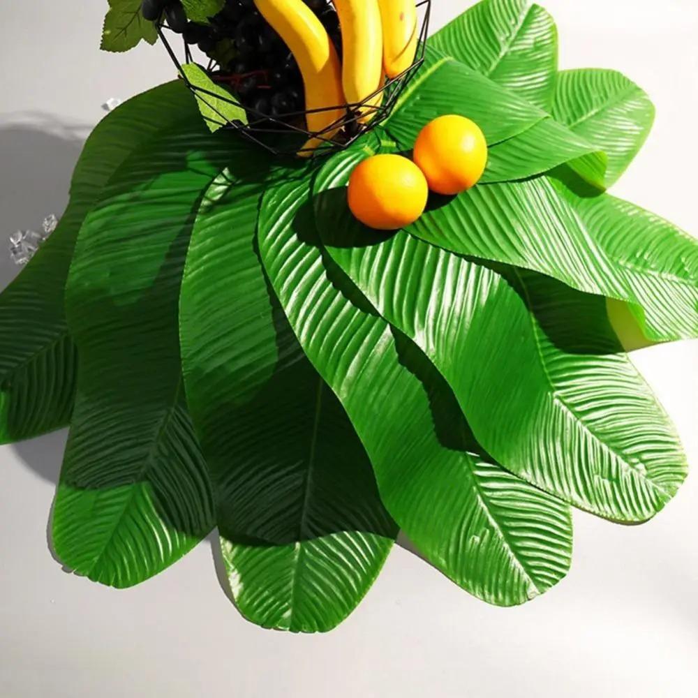 Tropical Faux Banana Leaf Large Drink Cup Coasters Fruits Plate  Home Garden Decor