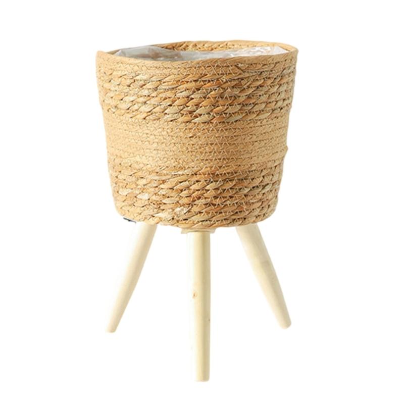 Flowerpots for Plant Floor Planter Stand Wooden Basket Home Flower Shelf Rack Indoor Outdoor Garden Farmhouses Decorations