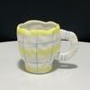Green Tulip Mug Girls Heart Irregular Ceramic Breakfast Cup High-end Ceramic Embossed Korean Holding An Irregular Coffee Cup