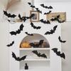 24pcs 3D Bat Halloween Wall Stickers Luminous Glowing Decals Horror Scene Party Decor Spooky Room Layout Removable Wall Art for Haunted House Atmosph