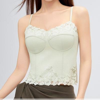 Slim Fit Lace Corset Sleeveless Crop Tops Elegant Suspender Vest Travel