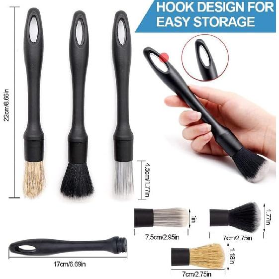

qixiang 4PCS Car Detailing Brush Set for Cleaning Boars Bristle Detailing Brushes, Wheel Brush Kit,Dusting Cleaning Supplies, Tool