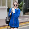 Women's Fleece Lined Hooded Jacket Thickened Autumn Winter Mid Length Coat Inner Fur Versatile Cardigan