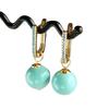 Classic Fashion Diamond Studded Light Green Turquoise Earrings for Women with Round Beads Earring Drop Banquet Jewelry
