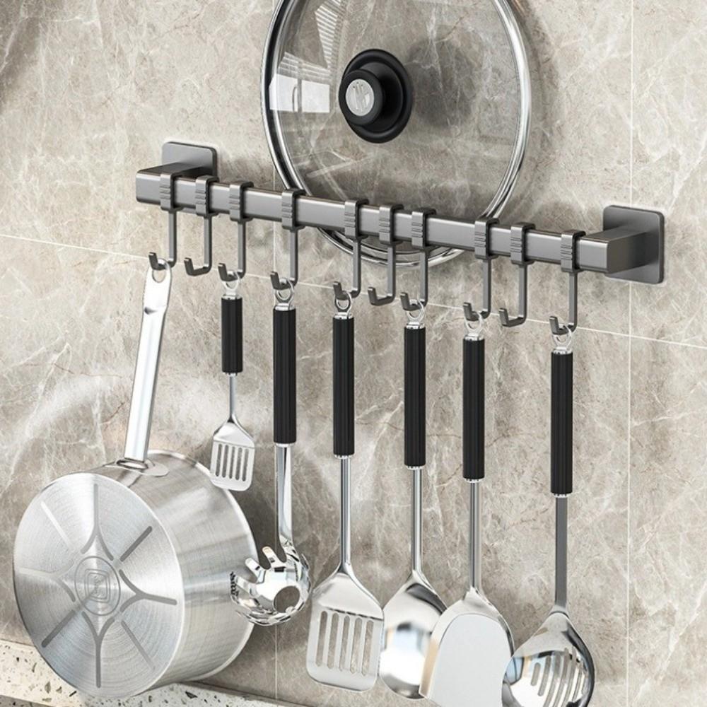 Adjustable Kitchen Hook Wall Mounted Hanging Rod New Storage Rack  Kitchen Utensils